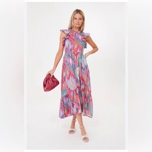 Banjanan Hannah Dress in Pink and Blue Pattern